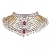 Beautifully Crafted Diamond Necklace with Matching Earring in 18k Gold with Certified Diamonds - NCK0814P